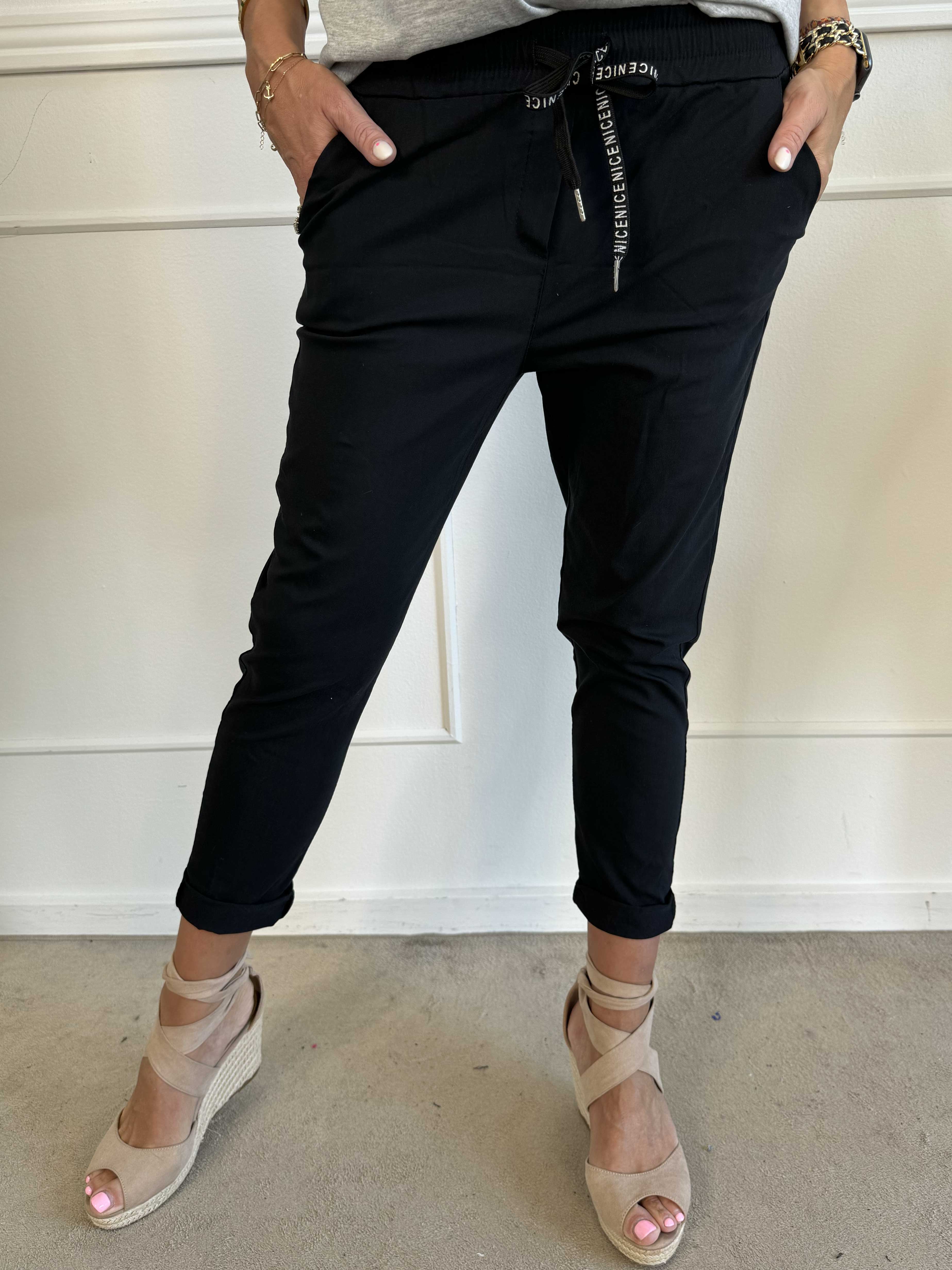 Antalya - Bukser i ankellængde med elastikkant i livet